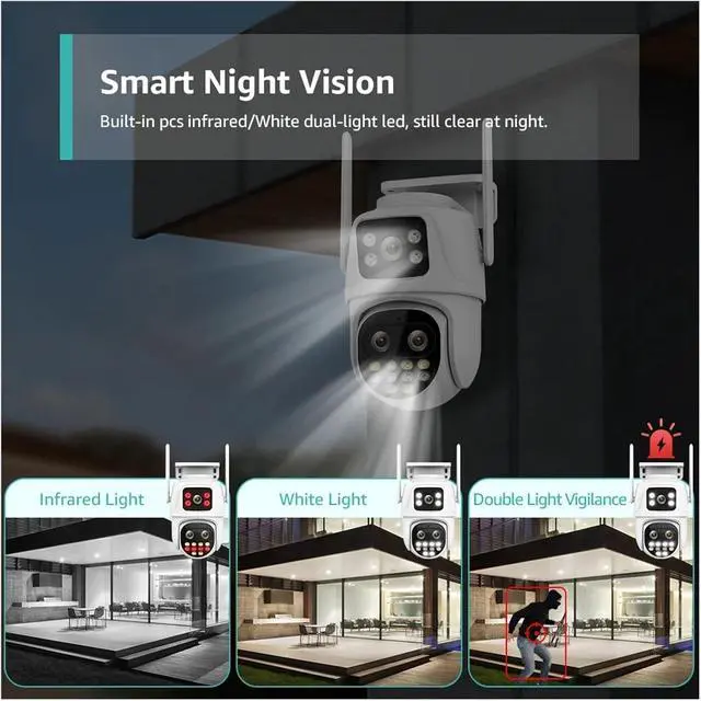 Alt view image 6 of 7 - 8MP Dual Screen and Dual Lens WiFi Surveillance Camera Ai Auto Tracking Color Night Vision Bluetooth Outdoor PTZ Security Camera
