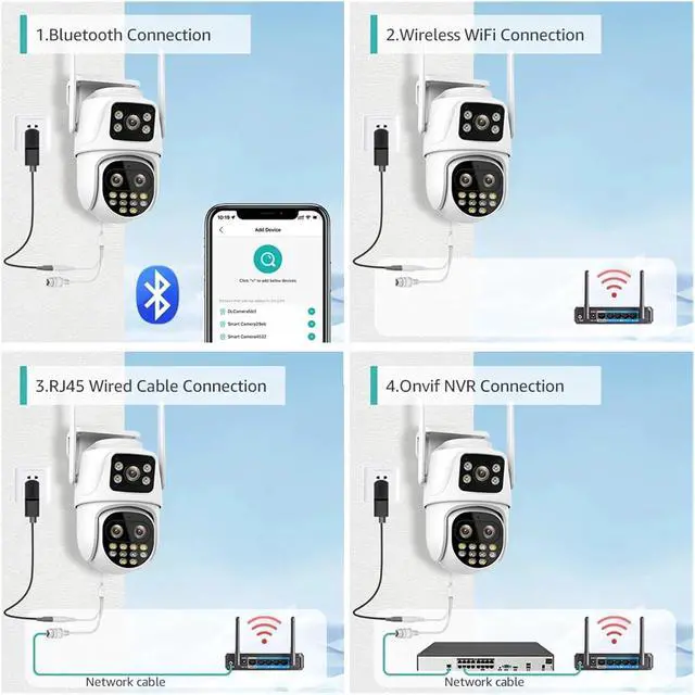 Alt view image 7 of 7 - 8MP Dual Screen and Dual Lens WiFi Surveillance Camera Ai Auto Tracking Color Night Vision Bluetooth Outdoor PTZ Security Camera