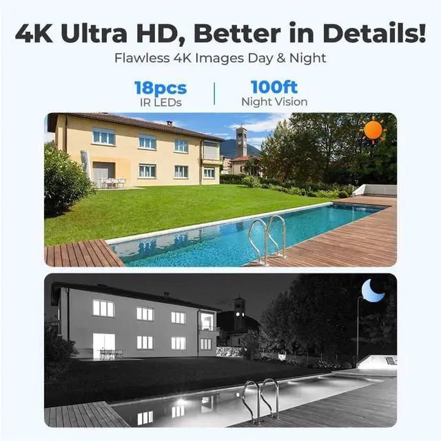 Alt view image 2 of 5 - Outdoor Camera 8mp 4K PoE Human/Car Detection Night Vision Bullet Smart Home IP Surveillance Camera RLC-810A