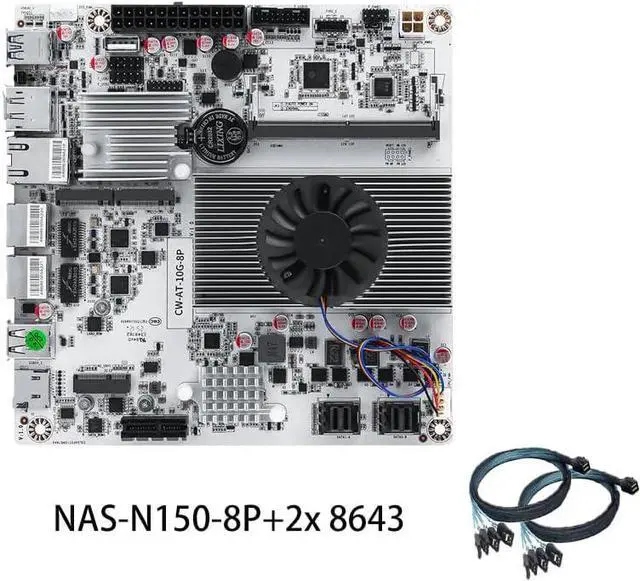 Alt view image 5 of 7 - 8-Bay NAS Mini ITX 10Gbps NAS Motherboard Adaptable to Support 8sata One 10Gbps Electrical Port Two 2.5G Electrical Ports Two m.2 nvme Two pcie3.0 Type-c 10Gbps (N150+2x8643)