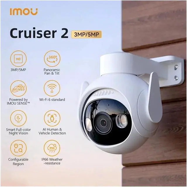 Alt view image 2 of 5 - Cruiser 2 3MP 5MP Wi-Fi Outdoor Security Camera AI Smart Tracking Human Vehicle Detection IP66 Night Vision Two Way Talk