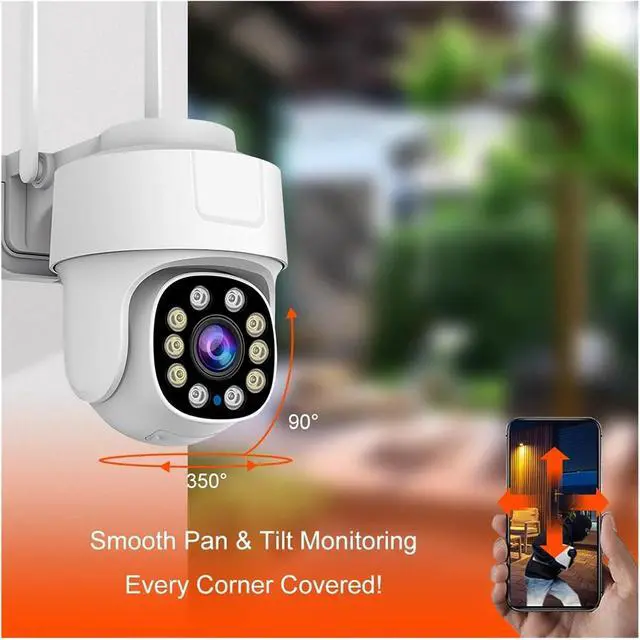 Alt view image 3 of 7 - 5MP Outdoor WiFi PTZ Security Camera, 10X Digital Zoom AI Human Auto Tracking Tuya Compatible Surveillance Cam(EU Plug)