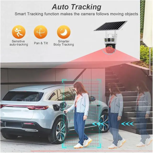 Alt view image 4 of 7 - 6K 12MP HD Solar Camera 4G Card WiFi Outdoor IP Wireless Security CCTV Surveillance PTZ Night Vision PIR Human Detection Cam