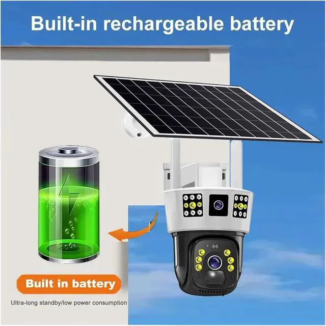 Alt view image 7 of 7 - 6K 12MP HD Solar Camera 4G Card WiFi Outdoor IP Wireless Security CCTV Surveillance PTZ Night Vision PIR Human Detection Cam