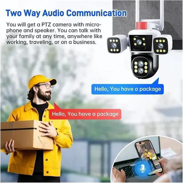 Alt view image 5 of 6 - 10K 20MP WiFi Security Camera Outdoor Three Screen 360° PTZ View Surveillance CCTV Camera IPC360 Home