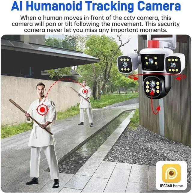 Alt view image 4 of 6 - 10K 20MP WiFi Security Camera Outdoor Three Screen 360° PTZ View Surveillance CCTV Camera IPC360 Home