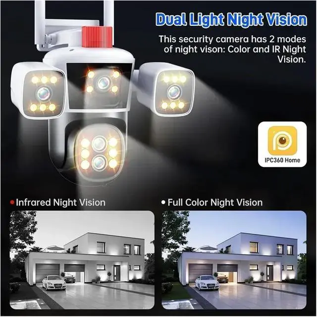 Alt view image 6 of 6 - 10K 20MP WiFi Security Camera Outdoor Three Screen 360° PTZ View Surveillance CCTV Camera IPC360 Home