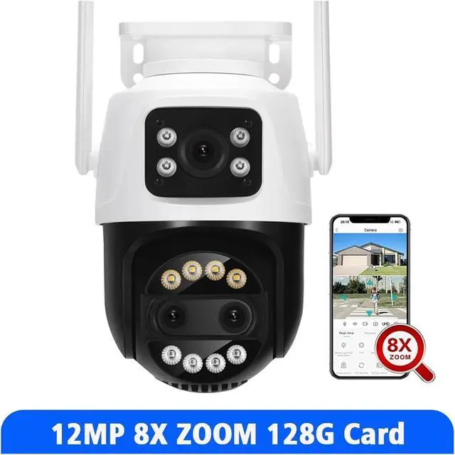 Alt view image 2 of 7 - 8MP Dual Lens 2.8mm -12mm 8X Zoom 4K PTZ WiFi IP Camera Outdoor AI Human Tracking CCTV Audio Home Security Surveillance Camera