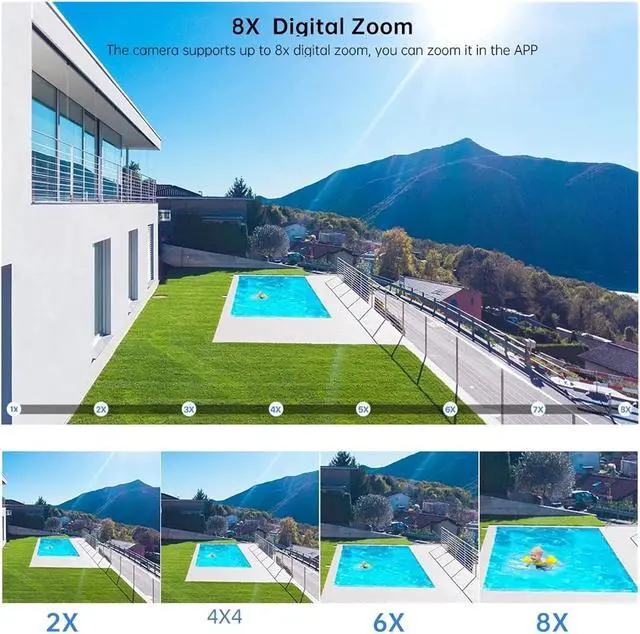 Alt view image 4 of 7 - 8MP Dual Lens 2.8mm -12mm 8X Zoom 4K PTZ WiFi IP Camera Outdoor AI Human Tracking CCTV Audio Home Security Surveillance Camera