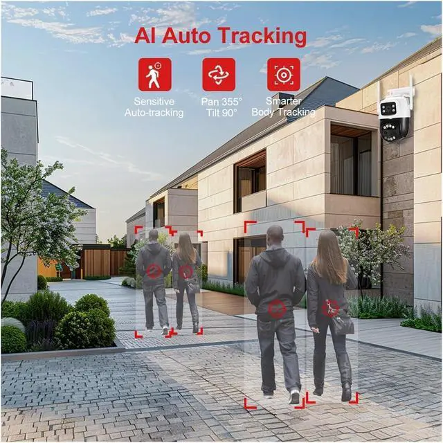Alt view image 7 of 7 - 8MP Dual Lens 2.8mm -12mm 8X Zoom 4K PTZ WiFi IP Camera Outdoor AI Human Tracking CCTV Audio Home Security Surveillance Camera