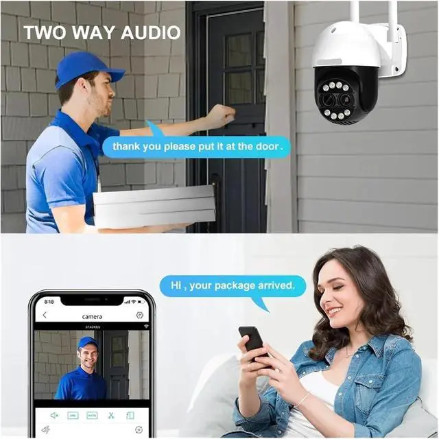 Alt view image 5 of 7 - 8MP Dual Lens 2.8mm -12mm 8X Zoom 4K PTZ WiFi IP Camera Outdoor AI Human Tracking CCTV Audio Home Security Surveillance Camera