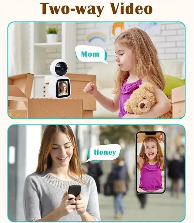 Alt view image 2 of 6 - 4MP WiFi Camera PTZ Indoor Two-Way Voice and Video Call with Screen 2MP Mobile Detection Security Surveillance Camera
