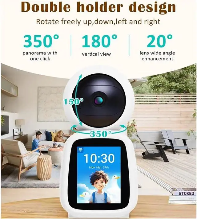 Alt view image 4 of 6 - 4MP WiFi Camera PTZ Indoor Two-Way Voice and Video Call with Screen 2MP Mobile Detection Security Surveillance Camera