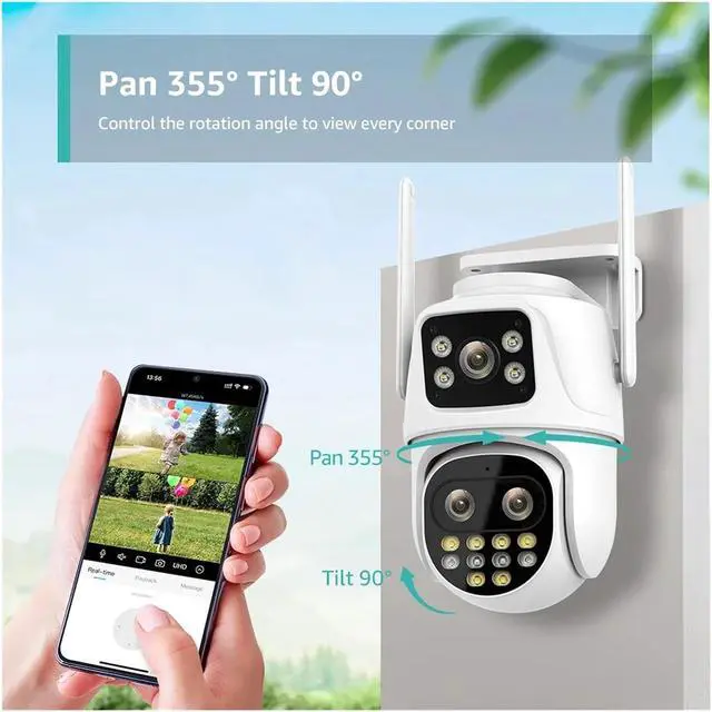 Alt view image 5 of 7 - 8MP Dual Screen and Dual Lens WiFi Surveillance Camera Ai Auto Tracking Color Night Vision Bluetooth Outdoor PTZ Security Camera