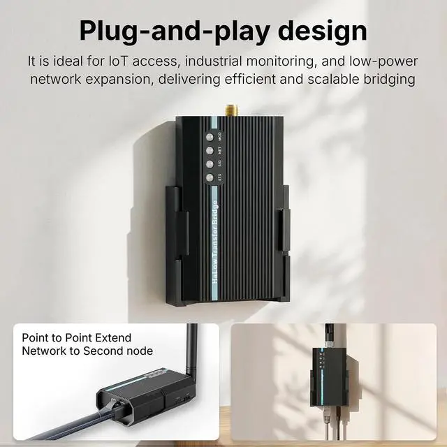 Alt view image 4 of 7 - Yolefarise WiFi HaLow HTB01 Transfer Wireless Bridge IEEE 802.11ah RJ45/USB-C/Ethernet 1km Long Range WiFi Adapter+HaLow Camera 1080P IP67 Protection for Outdoor IoT Smart Home (STA Mode)