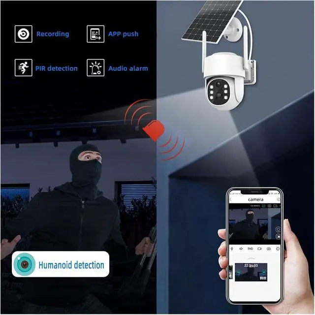 Alt view image 5 of 7 - Solar Wireless Camera WiFi Outdoor 4MP Surveillance IP CCTV with Battery and Solar Panel 360 PTZ Security Protection