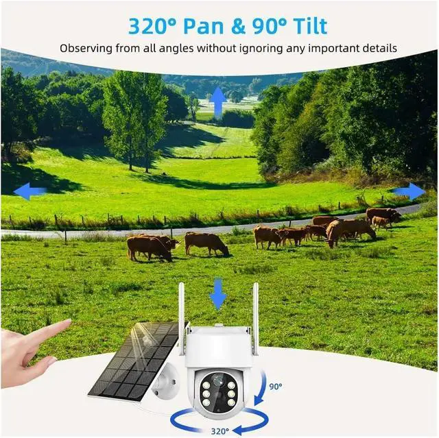 Alt view image 4 of 7 - Solar Wireless Camera WiFi Outdoor 4MP Surveillance IP CCTV with Battery and Solar Panel 360 PTZ Security Protection