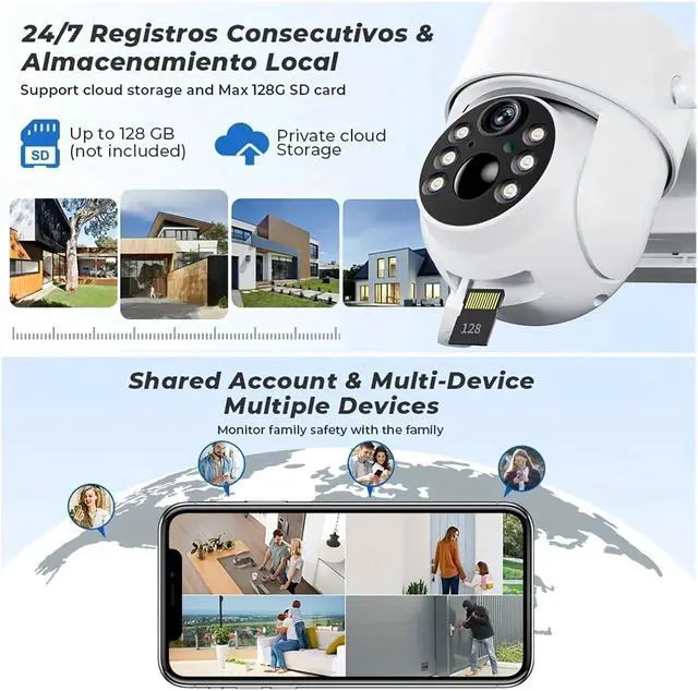 Alt view image 6 of 7 - Solar Wireless Camera WiFi Outdoor 4MP Surveillance IP CCTV with Battery and Solar Panel 360 PTZ Security Protection