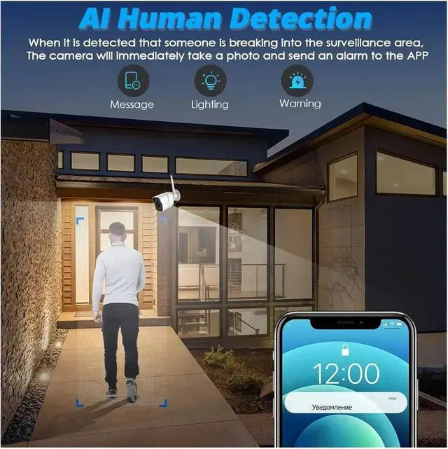 Alt view image 6 of 7 - 5G WiFi IP Camera Outdoor Bullet 5MP Home Security Camera Motion Detection 1080P HD Color Night Vision Audio Surveillance