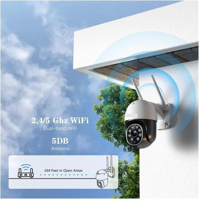 Alt view image 3 of 6 - 5MP 5G WiFi IP Camera Outdoor 360 Human Detection Auto Tracking Security Camera Color Night Vision CCTV Two Way