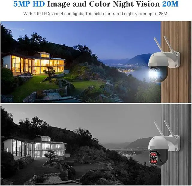 Alt view image 6 of 6 - 5MP 5G WiFi IP Camera Outdoor 360 Human Detection Auto Tracking Security Camera Color Night Vision CCTV Two Way