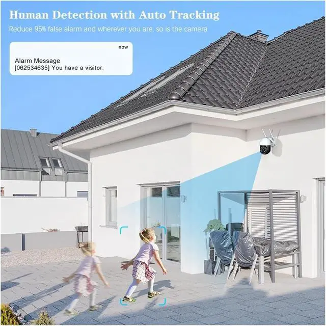 Alt view image 4 of 6 - 5MP 5G WiFi IP Camera Outdoor 360 Human Detection Auto Tracking Security Camera Color Night Vision CCTV Two Way