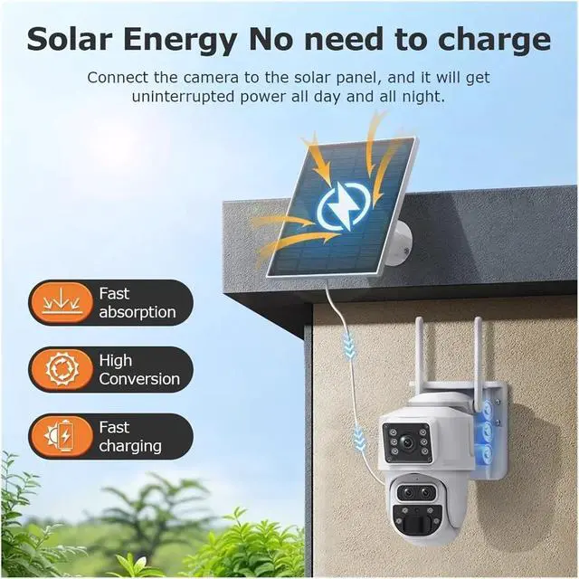 Alt view image 5 of 7 - 12MP 6K 15X Zoom Solar Camera 4G Dual Screen Outdoor Three Lens 7800mAh Battery Camera PIR Detection Auto Tracking CCTV