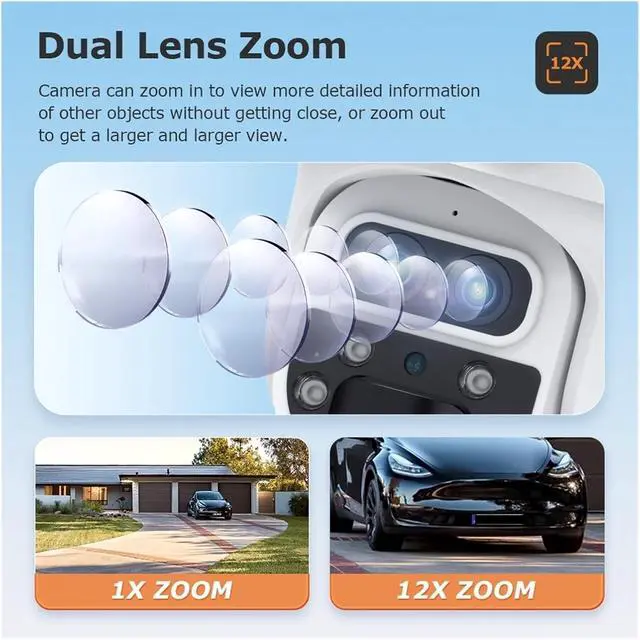 Alt view image 3 of 7 - 12MP 6K 15X Zoom Solar Camera 4G Dual Screen Outdoor Three Lens 7800mAh Battery Camera PIR Detection Auto Tracking CCTV