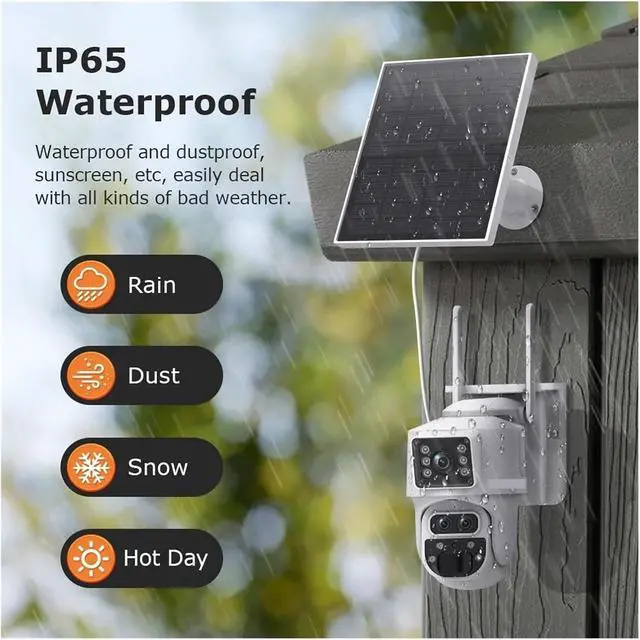 Alt view image 7 of 7 - 12MP 6K 15X Zoom Solar Camera 4G Dual Screen Outdoor Three Lens 7800mAh Battery Camera PIR Detection Auto Tracking CCTV
