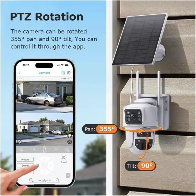 Alt view image 6 of 7 - 12MP 6K 15X Zoom Solar Camera 4G Dual Screen Outdoor Three Lens 7800mAh Battery Camera PIR Detection Auto Tracking CCTV