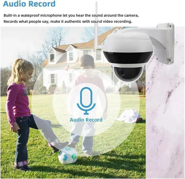 Alt view image 5 of 7 - 4K 8MP WiFi Metal Dome PTZ Camera Outdoor Humanoid Tracking IP Camera Indoor 2-Way H.265 W Surveillance Cameras