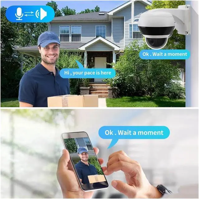 Alt view image 6 of 7 - 4K 8MP WiFi Metal Dome PTZ Camera Outdoor Humanoid Tracking IP Camera Indoor 2-Way H.265 W Surveillance Cameras