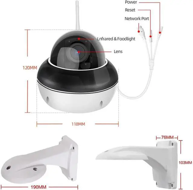 Alt view image 7 of 7 - 4K 8MP WiFi Metal Dome PTZ Camera Outdoor Humanoid Tracking IP Camera Indoor 2-Way H.265 W Surveillance Cameras
