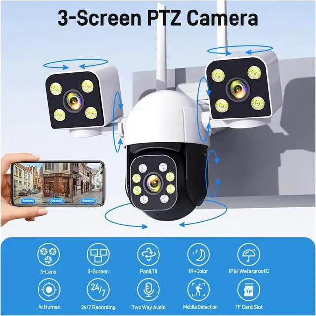 Alt view image 2 of 7 - Smart Home 900W WiFi Security Camera with 360 Degree Outdoor Surveillance Full Color Night Vision Alarm Sound Effect