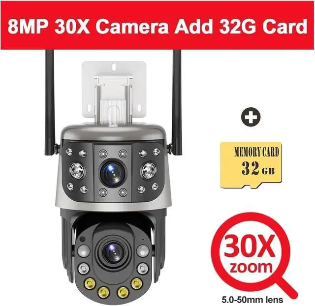Alt view image 2 of 7 - IP Camera 50X Optical Zoom 4K 8MP Outdoor WiFi PTZ Dual Screen Monitor Human Detection Security CCTV Video Surveillance