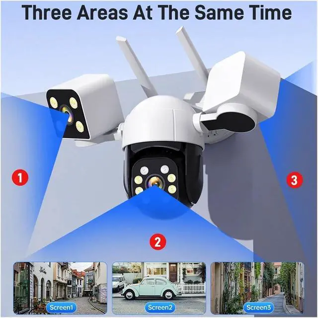 Alt view image 5 of 7 - Smart Home 900W WiFi Security Camera with 360 Degree Outdoor Surveillance Full Color Night Vision Alarm Sound Effect