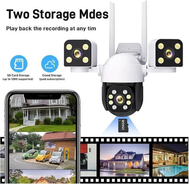 Alt view image 6 of 7 - Smart Home 900W WiFi Security Camera with 360 Degree Outdoor Surveillance Full Color Night Vision Alarm Sound Effect