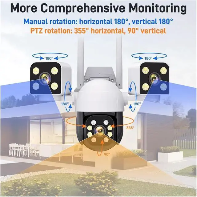 Alt view image 4 of 7 - Smart Home 900W WiFi Security Camera with 360 Degree Outdoor Surveillance Full Color Night Vision Alarm Sound Effect