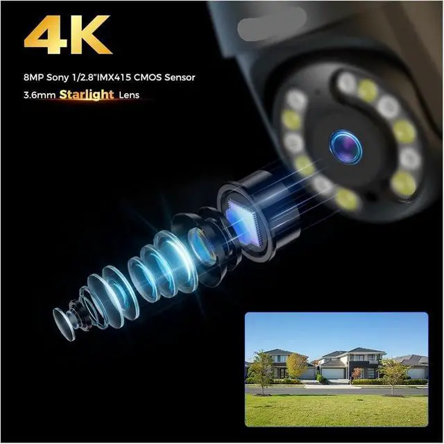 Alt view image 2 of 6 - Real 4K IMX415 16X Optical Zoom Camera WiFi 5G Metal Outdoor PTZ Auto Tracking IP Camera 8MP 3840X2160P Night Vision