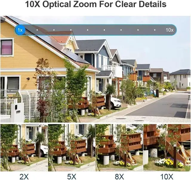 Alt view image 4 of 6 - 10K 20MP AI Auto Tracking Color Night Vision PTZ 360° 10X Zoom 4 Screens Outdoor Camera Motion Detection Human Alarm