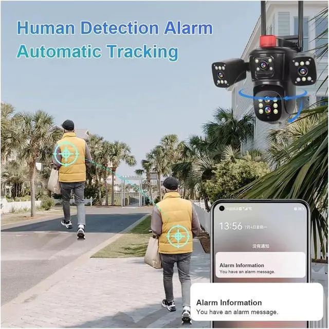 Alt view image 5 of 6 - 10K 20MP AI Auto Tracking Color Night Vision PTZ 360° 10X Zoom 4 Screens Outdoor Camera Motion Detection Human Alarm