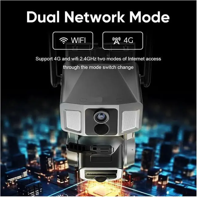 Alt view image 4 of 7 - 6K 12MP Dual Screen Solar Security Camera, 4G WiFi 3-Lens Outdoor CCTV Cam with 10X Zoom, Dual PIR & Auto Tracking