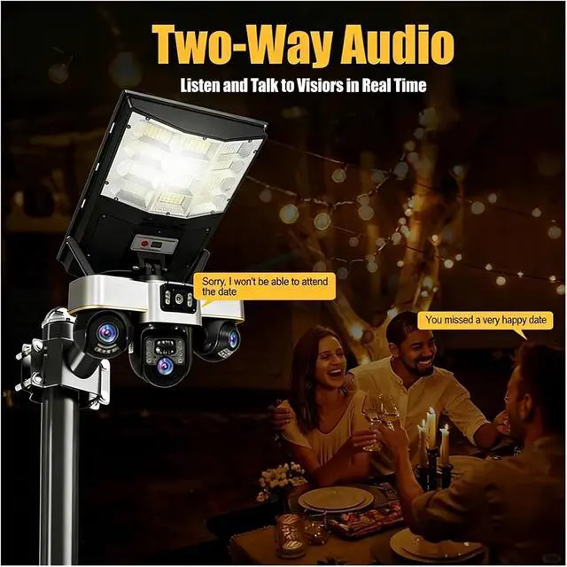Alt view image 5 of 7 - 15MP Three Lens Solar Street Light Security Camera, 4G Outdoor IP66 Waterproof Cam with 3 LED Light Modes & Remote Control