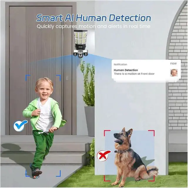 Alt view image 3 of 7 - 15MP Three Lens Solar Street Light Security Camera, 4G Outdoor IP66 Waterproof Cam with 3 LED Light Modes & Remote Control