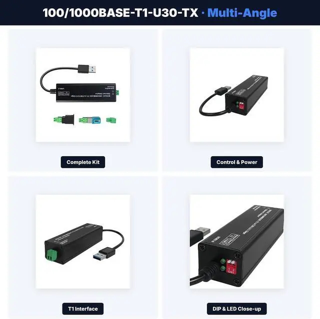 Alt view image 7 of 7 - USB 3.0 to Automotive Single-Pair Ethernet Adapter, 100/1000BASE-T1, Bus Powered, with MATEnet & HMTD Adapters, Plug and Play