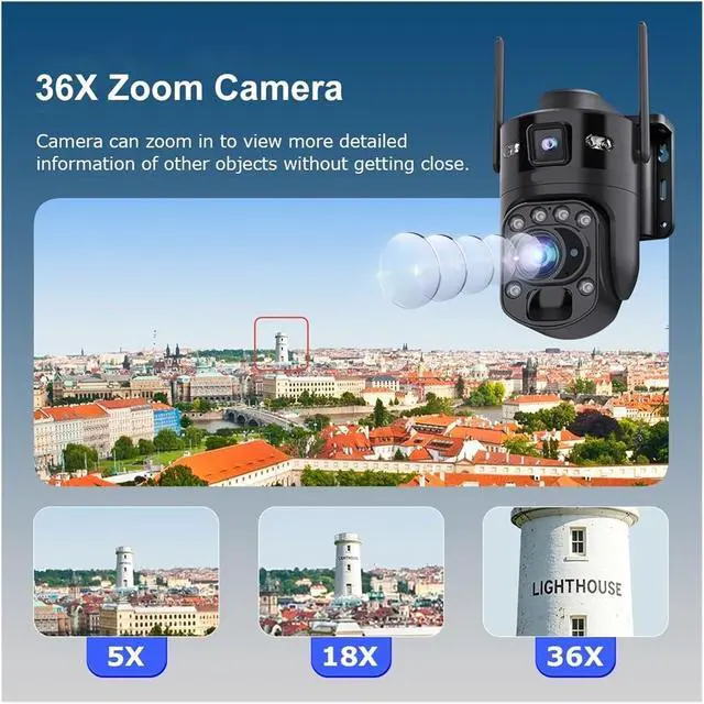 Alt view image 5 of 7 - 10MP Dual Screen AOV Solar Security Camera, 4G WiFi CCTV with 36X Optical Zoom, AOV+PIR & 24/7 Recording, UBOX PRO APP