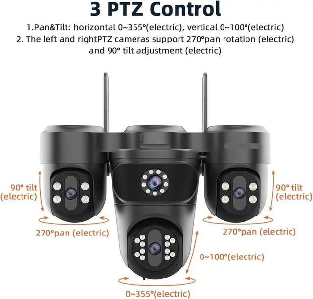 Alt view image 4 of 6 - 20MP Four Screen Solar Security Camera, 4G SIM Outdoor IP CCTV with AOV, 12X Zoom, 3 PTZ 360° & 24/7 Recording
