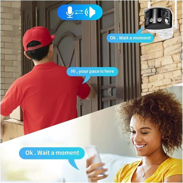 Alt view image 3 of 5 - 4K 8MP WiFi Dual Lens Panoramic CCTV IP Camera 180° Wide Viewing Angle Outdoor 4MP Security Surveillance