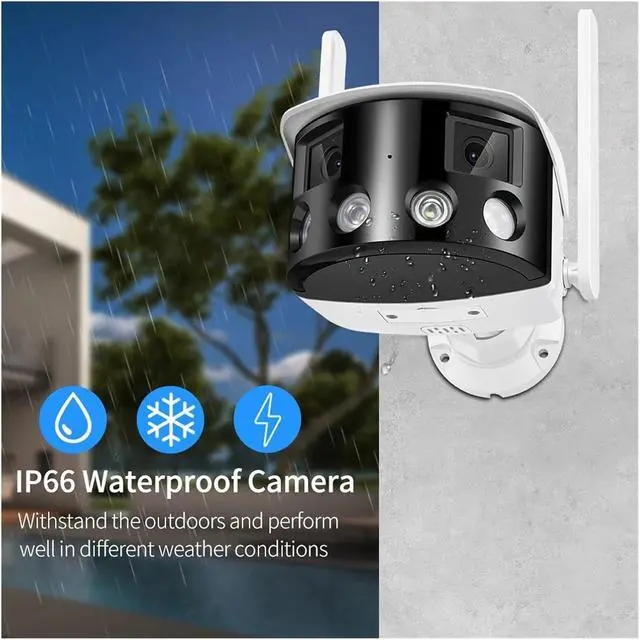 Alt view image 5 of 5 - 4K 8MP WiFi Dual Lens Panoramic CCTV IP Camera 180° Wide Viewing Angle Outdoor 4MP Security Surveillance