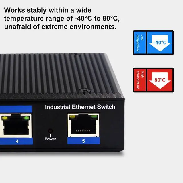 Alt view image 2 of 7 - 5 Port Fast Networking Switcher with Metal Housing Low Noise Design for Use Metal Case Ethernet Switcher